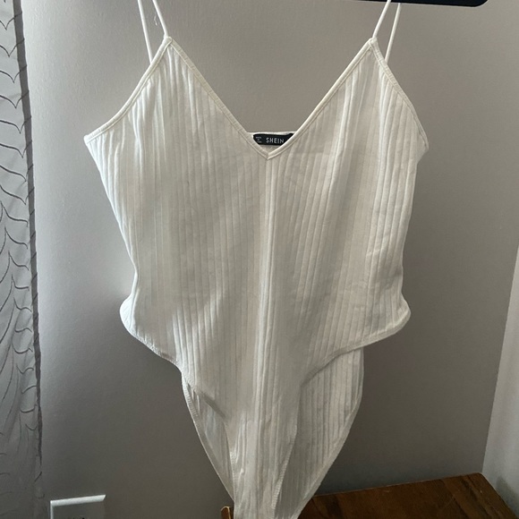 SHEIN ribbed white tank top bodysuit - Picture 2 of 4